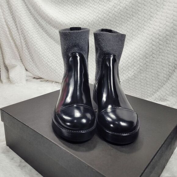 J. Crew Black Spazzo Ribbed-knit Cuff Boot Size 9.5 - Picture 2 of 8